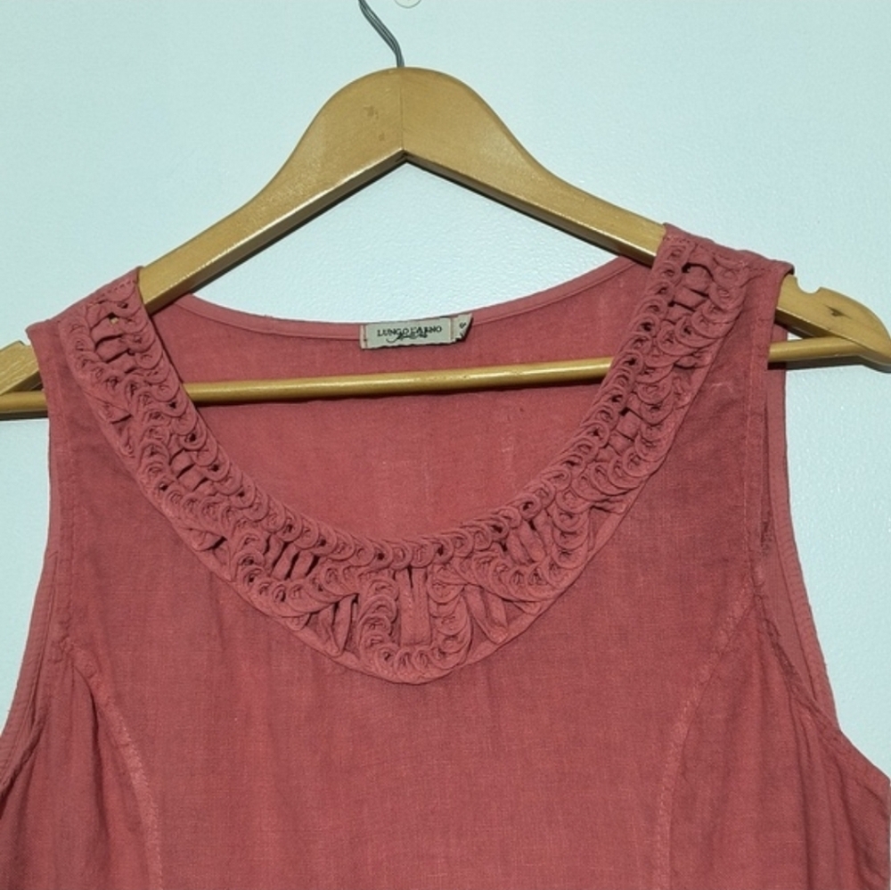 🔥 Lungo L'Arno Sleeveless Front Pockets Linen Dress Size S - Picture 3 of 8